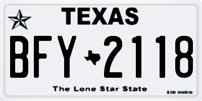 TX license plate BFY2118