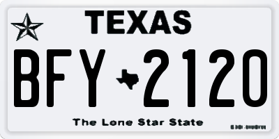 TX license plate BFY2120