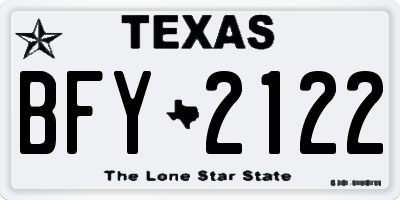 TX license plate BFY2122