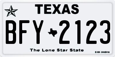 TX license plate BFY2123