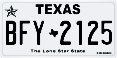 TX license plate BFY2125