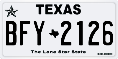 TX license plate BFY2126