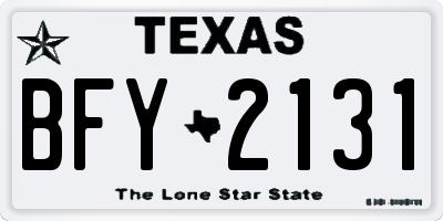 TX license plate BFY2131