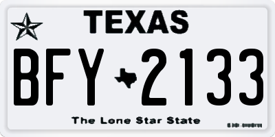 TX license plate BFY2133