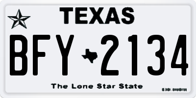 TX license plate BFY2134