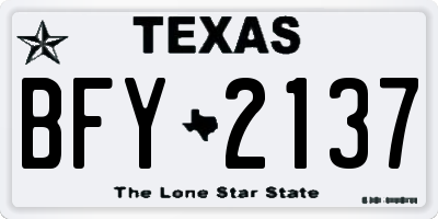 TX license plate BFY2137