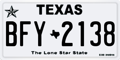 TX license plate BFY2138