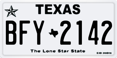TX license plate BFY2142