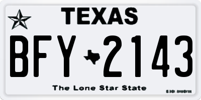 TX license plate BFY2143