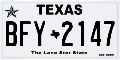 TX license plate BFY2147