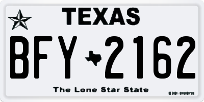 TX license plate BFY2162