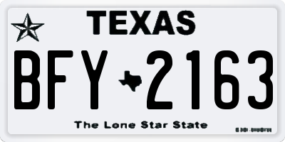 TX license plate BFY2163