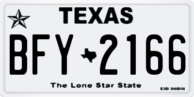 TX license plate BFY2166