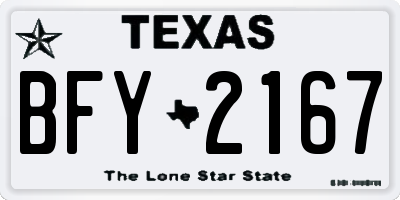 TX license plate BFY2167