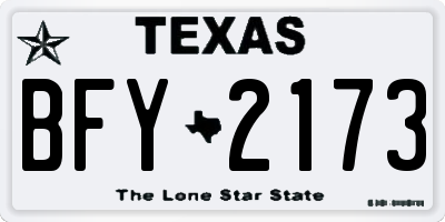 TX license plate BFY2173