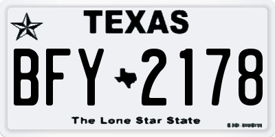 TX license plate BFY2178