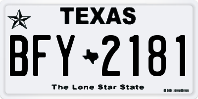 TX license plate BFY2181