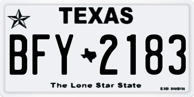 TX license plate BFY2183