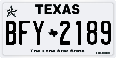 TX license plate BFY2189