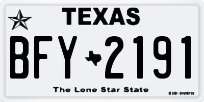 TX license plate BFY2191