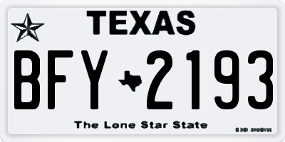 TX license plate BFY2193
