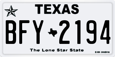 TX license plate BFY2194