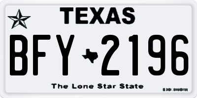 TX license plate BFY2196