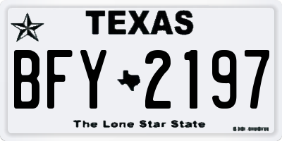 TX license plate BFY2197