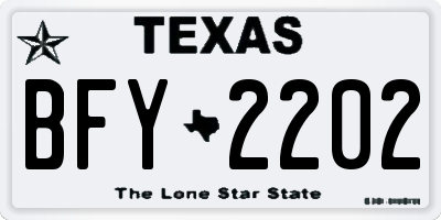 TX license plate BFY2202