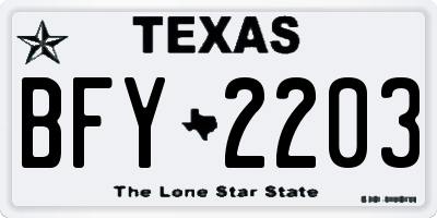 TX license plate BFY2203