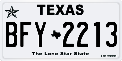 TX license plate BFY2213