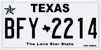 TX license plate BFY2214