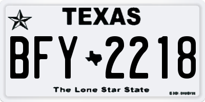 TX license plate BFY2218