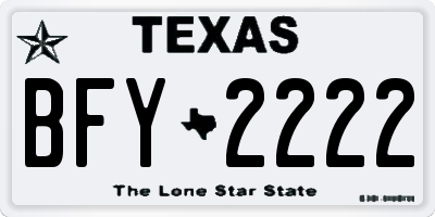 TX license plate BFY2222