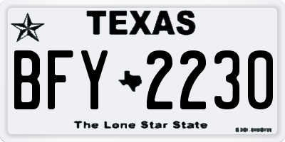 TX license plate BFY2230