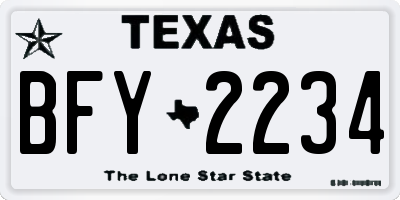 TX license plate BFY2234