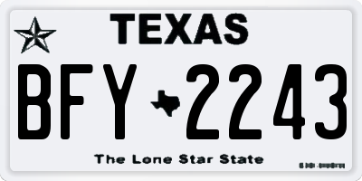 TX license plate BFY2243