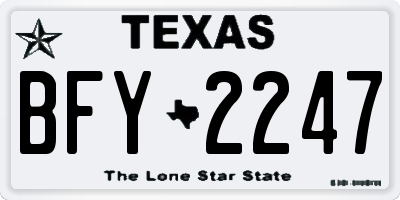 TX license plate BFY2247
