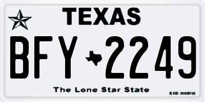 TX license plate BFY2249