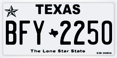 TX license plate BFY2250