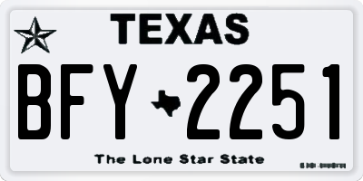 TX license plate BFY2251