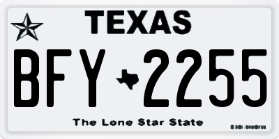 TX license plate BFY2255