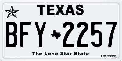 TX license plate BFY2257