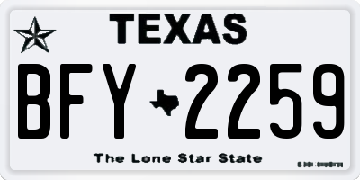 TX license plate BFY2259