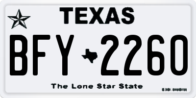 TX license plate BFY2260