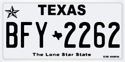 TX license plate BFY2262