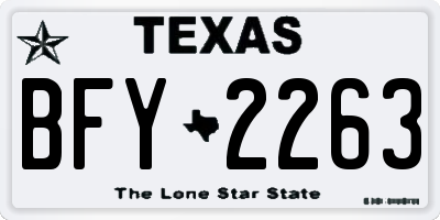 TX license plate BFY2263