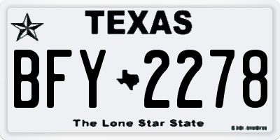 TX license plate BFY2278