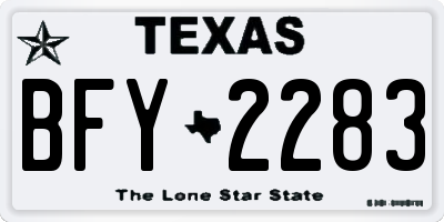 TX license plate BFY2283
