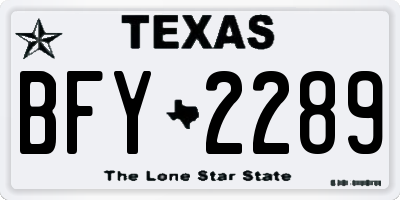 TX license plate BFY2289